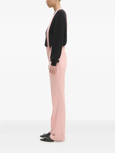 Fiorucci Wool Embroidered-strap Trousers In Pink