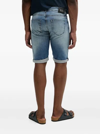 Karl Lagerfeld Cuffed Denim Shorts In Blue