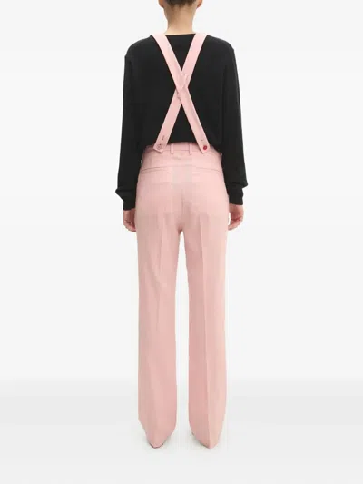 Fiorucci Wool Embroidered-strap Trousers In Pink
