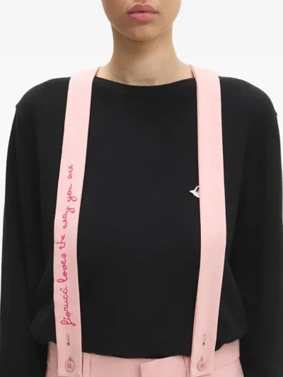 Fiorucci Wool Embroidered-strap Trousers In Pink