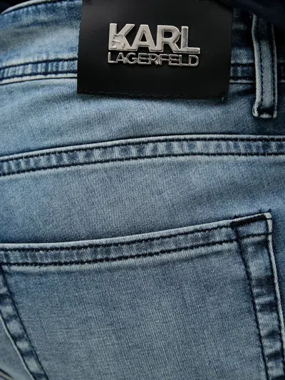 Karl Lagerfeld Cuffed Denim Shorts In Blue