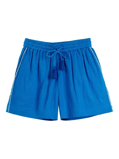 Chinti & Parker Drawstring Embroidered Shorts In Blue