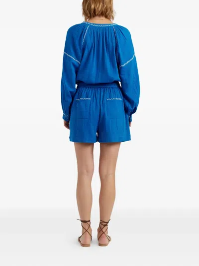 Chinti & Parker Drawstring Embroidered Shorts In Blue