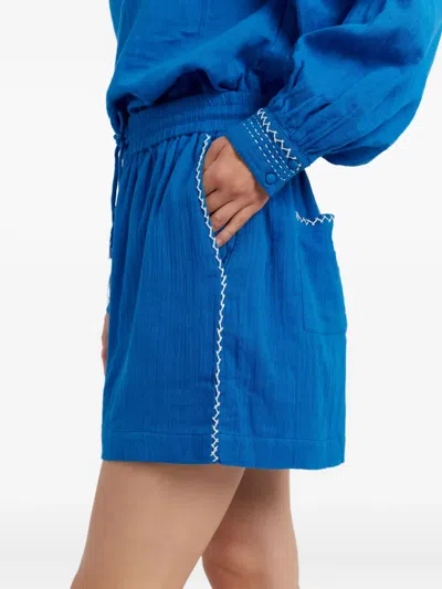 Chinti & Parker Drawstring Embroidered Shorts In Blue