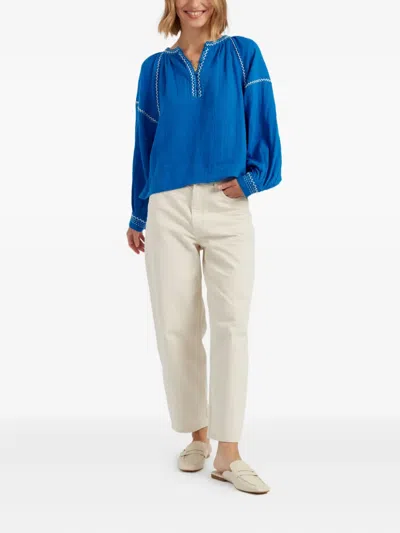 Chinti & Parker St. Tropez Embroidered-detail Blouse In Blue