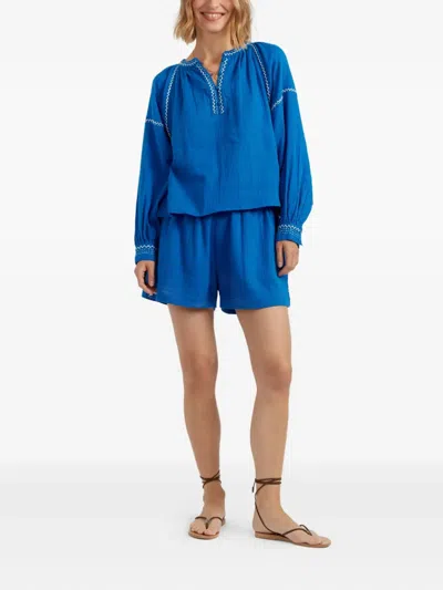 Chinti & Parker St. Tropez Embroidered-detail Blouse In Blue