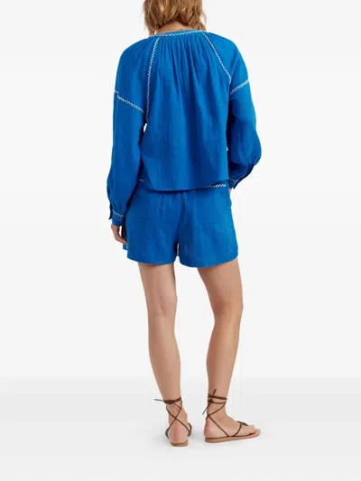 Chinti & Parker St. Tropez Embroidered-detail Blouse In Blue