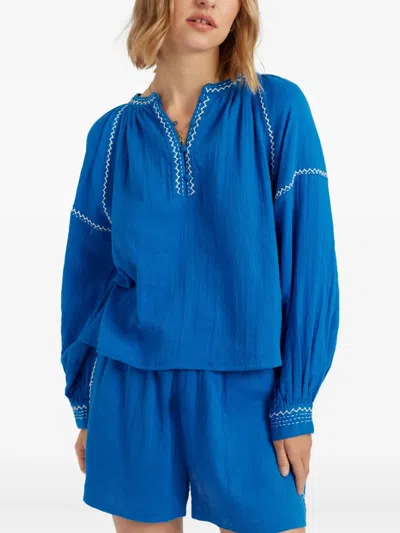 Chinti & Parker St. Tropez Embroidered-detail Blouse In Blue