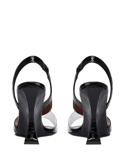 Paris Texas Marielle 105 Crocodile-effect Patent Leather Sandals In Black