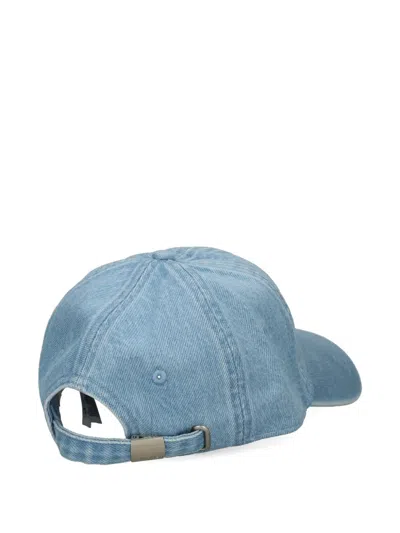 Calvin Klein Embroidered-logo Denim Cap In Blue