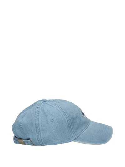 Calvin Klein Embroidered-logo Denim Cap In Blue