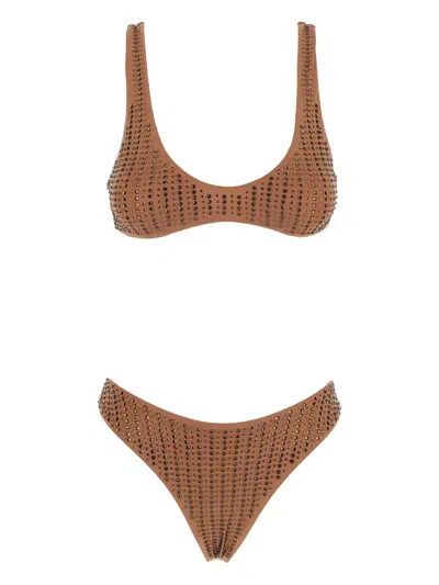 Venuja Rhinestone-embellished Bikini In Brown