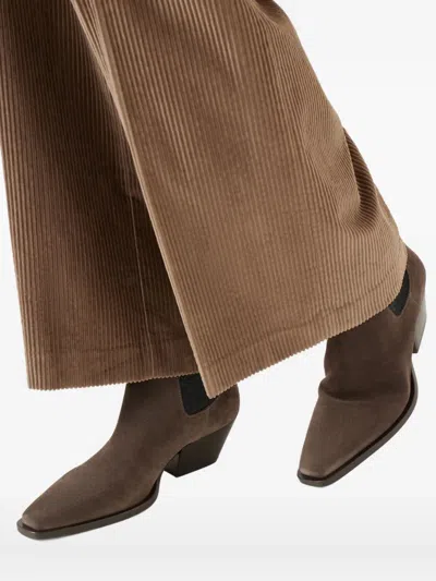 Brunello Cucinelli 55mm Monili-embellished Suede Boots In Brown