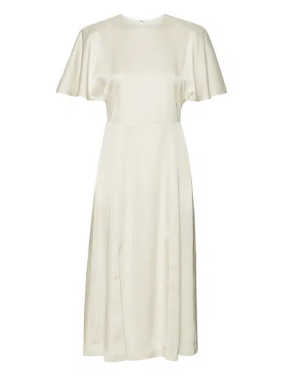 Rotate Birger Christensen Satin Slit Midi Dress In White
