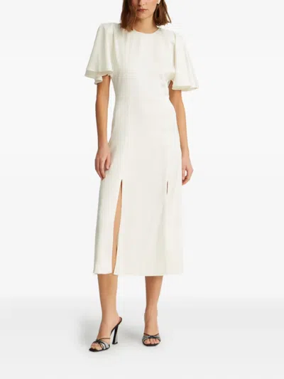 Rotate Birger Christensen Satin Slit Midi Dress In White