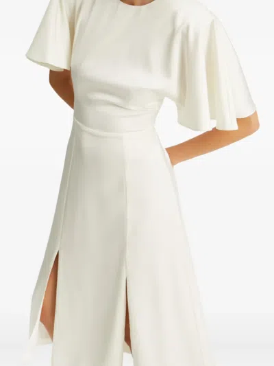Rotate Birger Christensen Satin Slit Midi Dress In White