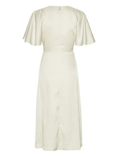 Rotate Birger Christensen Satin Slit Midi Dress In White