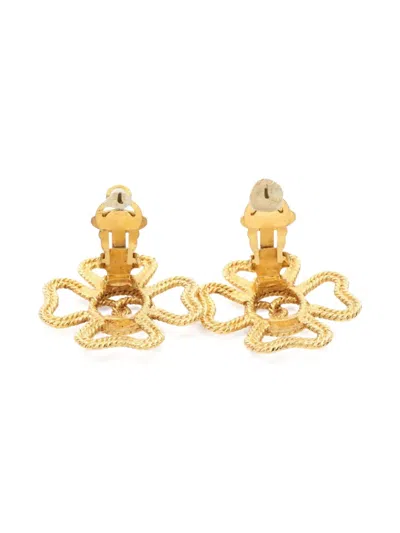 Pre-owned Chanel 1986-1988 Coco Mark Earrings In Gold