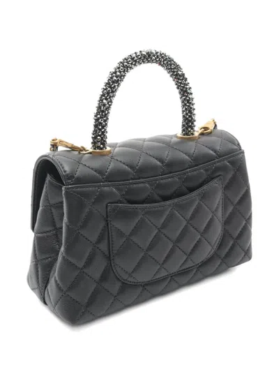 Pre-owned Chanel 2021 Coco Handle Flap Handbag In Black