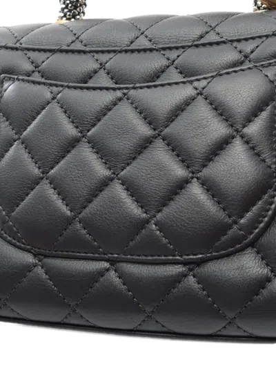 Pre-owned Chanel 2021 Coco Handle Flap Handbag In Black