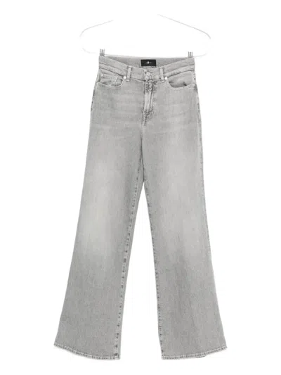 7 For All Mankind Lotta High-waisted Wide-leg Jeans In Gray
