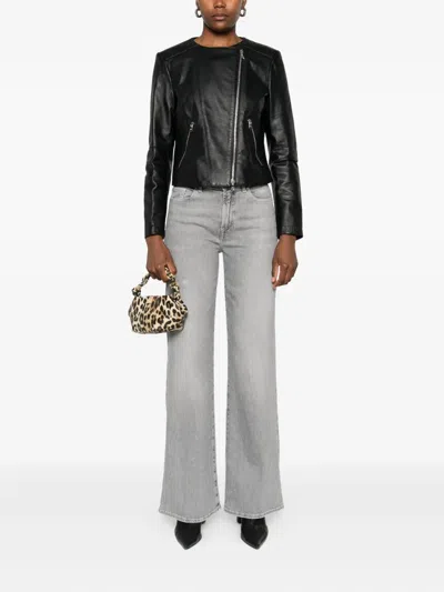 7 For All Mankind Lotta High-waisted Wide-leg Jeans In Gray