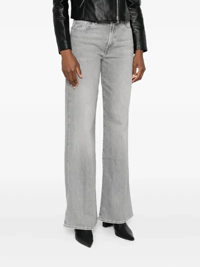 7 For All Mankind Lotta High-waisted Wide-leg Jeans In Gray