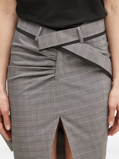 Ottolinger Belted Check-print Skirt In Gray