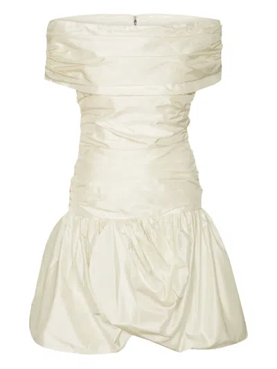 Rotate Birger Christensen Off-shoulder Gathered Minidress In White