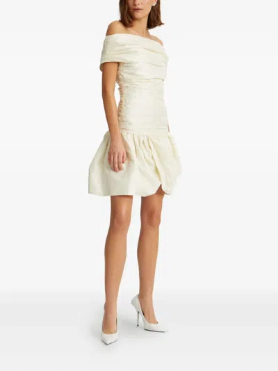Rotate Birger Christensen Off-shoulder Gathered Minidress In White