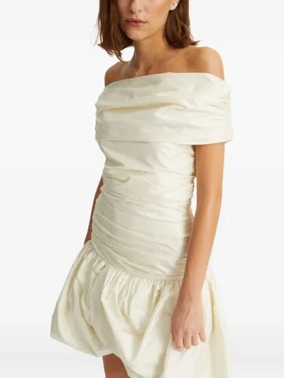 Rotate Birger Christensen Off-shoulder Gathered Minidress In White