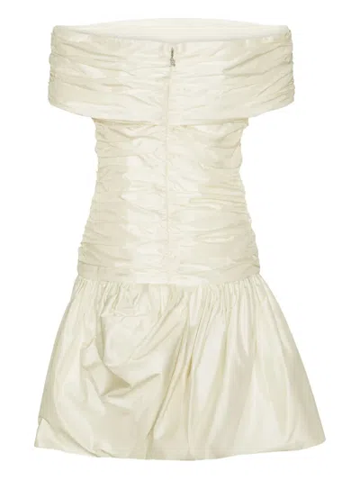 Rotate Birger Christensen Off-shoulder Gathered Minidress In White