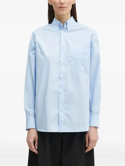 Fiorucci Embroidered-pocket Shirt In Blue