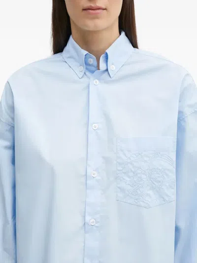 Fiorucci Embroidered-pocket Shirt In Blue