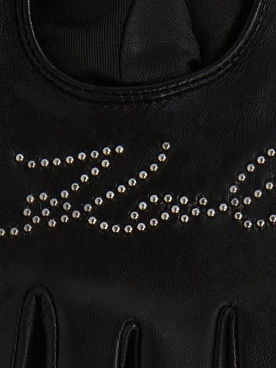 Karl Lagerfeld Stud-embellished Fingerless Gloves In Black