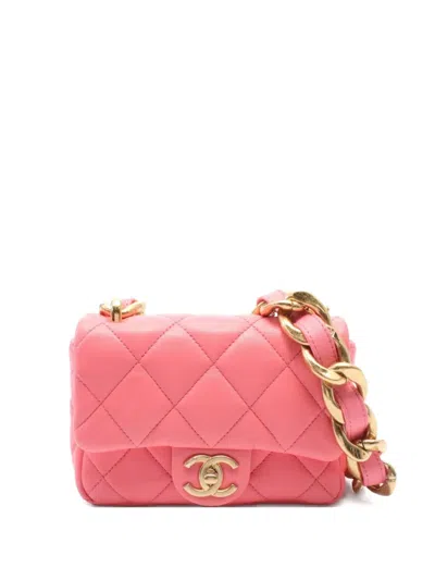 Pre-owned Chanel 2021 Matelassé Crossbody Bag In Pink