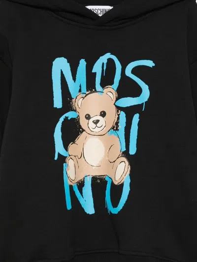 Moschino Teddy Bear-print Hoodie In Black