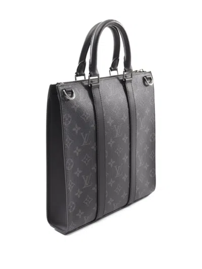 Pre-owned Louis Vuitton 2021 Sac Plat Monogram Eclipse Handbag In Black