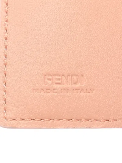 Pre-owned Fendi 20s Baguette Micro Trifold Ff Quilted Wallet In Pink