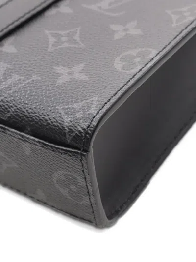 Pre-owned Louis Vuitton 2021 Sac Plat Monogram Eclipse Handbag In Black