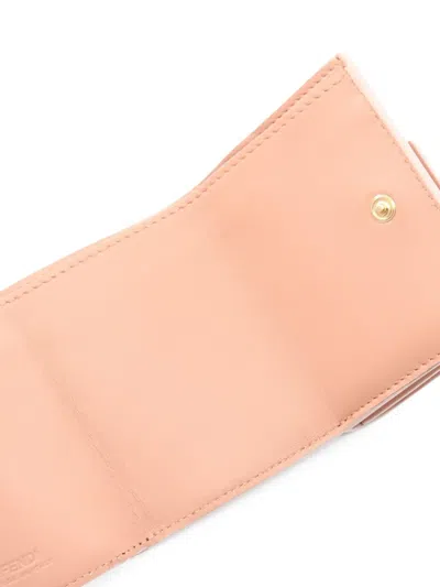 Pre-owned Fendi 20s Baguette Micro Trifold Ff Quilted Wallet In Pink