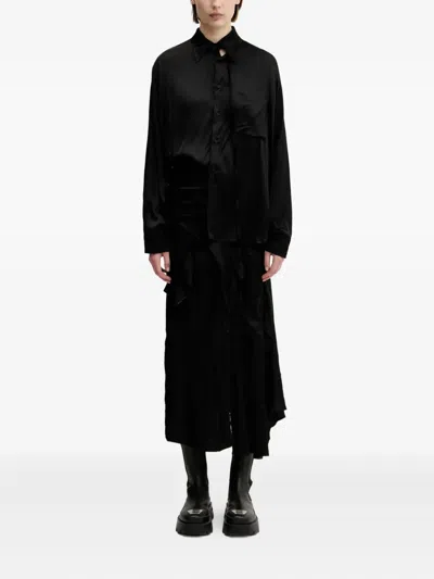 Ottolinger Ruffled Satin Dress In Black