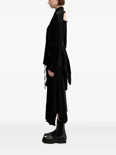 Ottolinger Ruffled Satin Dress In Black