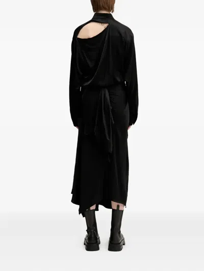 Ottolinger Ruffled Satin Dress In Black
