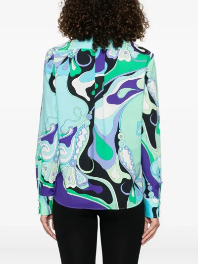 Pucci Abstract-print Cotton Shirt In Green