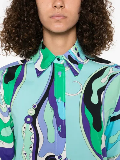 Pucci Abstract-print Cotton Shirt In Green