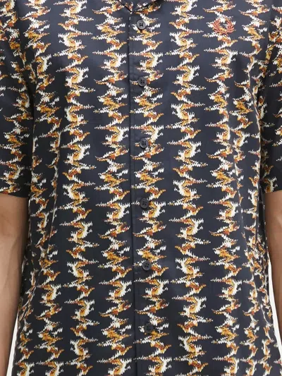 Fred Perry Camp-collar Patterned Shirt In Black
