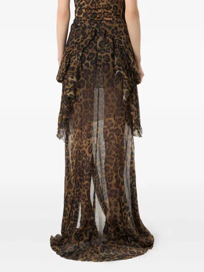 Blumarine Printed Ruffled-detail Skirt In Animal Print