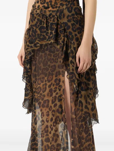 Blumarine Printed Ruffled-detail Skirt In Animal Print