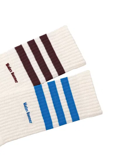 Adidas Originals X Wales Bonner Striped Logo-printed Socks In White